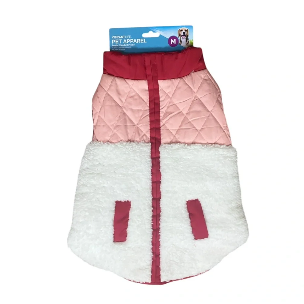 Vibrant Life Sherpa Contrast Yoke Quilted Pet Jacket NEW!